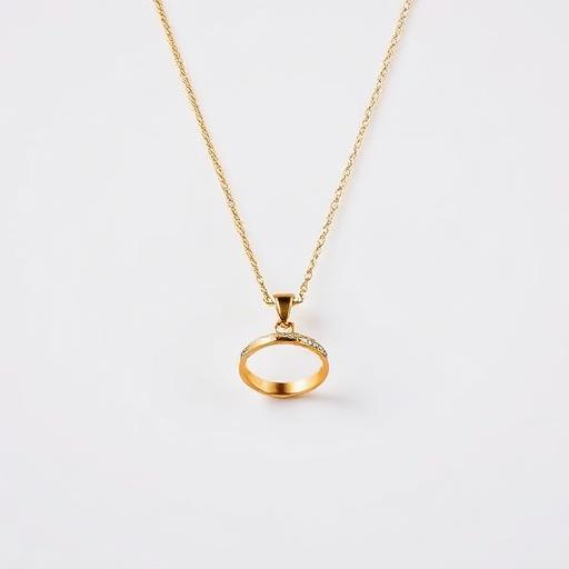 Gold necklace with a ring pendant