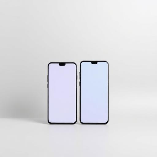 Two modern smartphones standing side by side